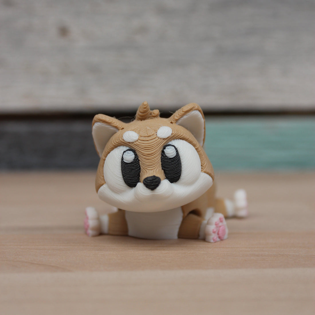 3D printed articulated brown dog figurine inspired by Odis breed